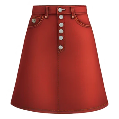 Realistic A-line high waisted red denim skirt, isolated sticker