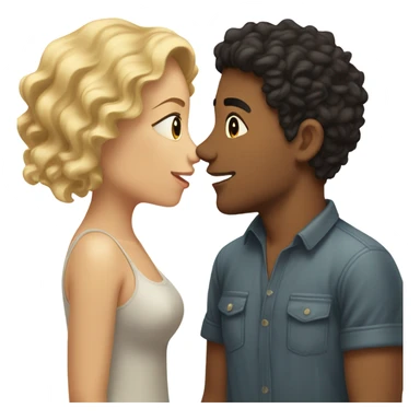 blonde wavy hair girl and Latino boyfriend with dark hair kissing sticker