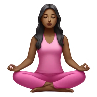 Dark haired woman meditating with pink aura sticker