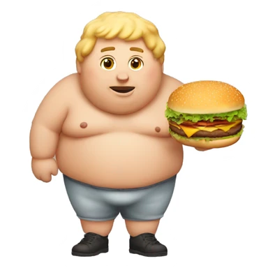 fat person with burger sticker
