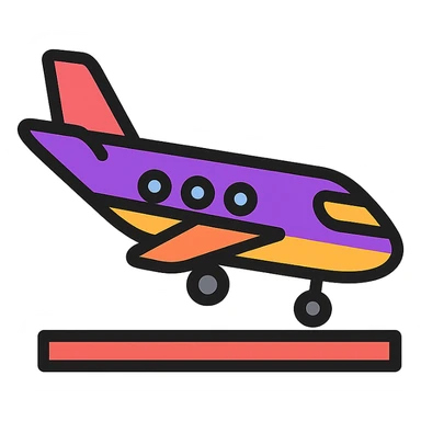 airplane landing icon, clean modern style, representing arrival in Kathmandu sticker