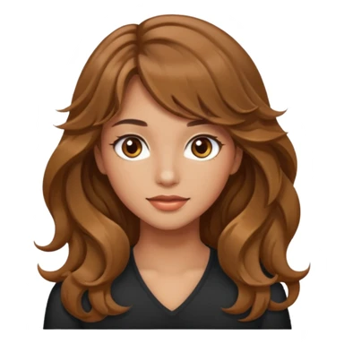 beautiful girl with wavy long hair and side-swept bangs, tan skin, and hazel eyes sticker