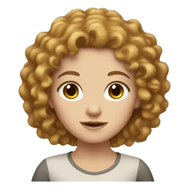 White Girl with a light brown curly hair  sticker