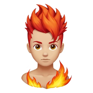 bright red hair upward, flame-like mohawk emoji sticker