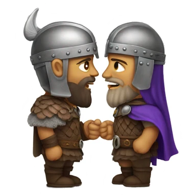 2 vikings talking interested face to face sticker