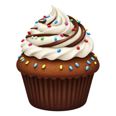 brwon cupcake on white cream sticker
