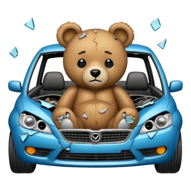 Teddy bear in a car accident  sticker