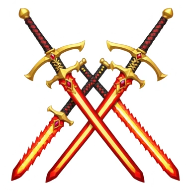 Fully yellow royal two swords crossed fiery with red gems sticker