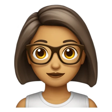 Chica pelo corto liso y marrón con gafas sticker