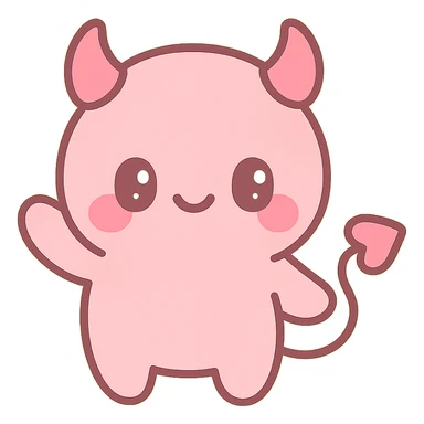 cute and fun pink devil character sticker