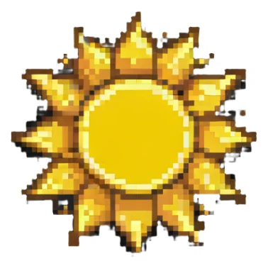 sun as a star shape, yellow pixel art sticker