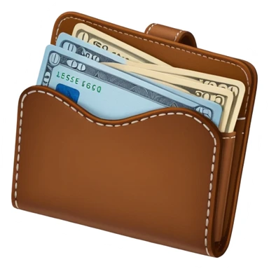 portefeuille marron avec quelques billets et carte bancaire sticker