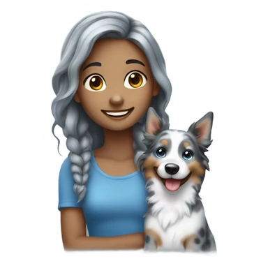 smiling girl with blue Merle sticker