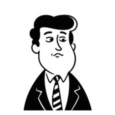 Donald Trump as a hand-drawn doodle, big hair, suit and tie, expressive face, no text sticker