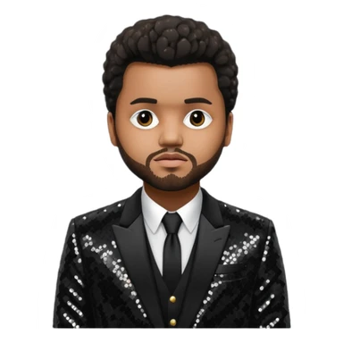 The Weeknd with Dark Brown Hair, Black Sequin Suit  sticker
