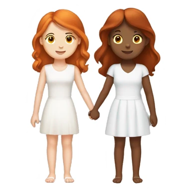 Redhead girl holding hands with brunette girl sticker
