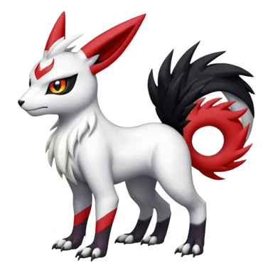 Garurumon-Zangoose-Meloetta-Renamon-Absol-fusion-hybrid-creature (full body) sticker