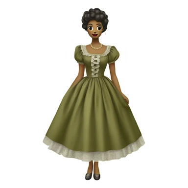 Khaki green vintage roccoco dress sticker