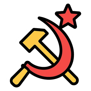 communist symbol, flat and clean, lineal color icon with black outlines sticker