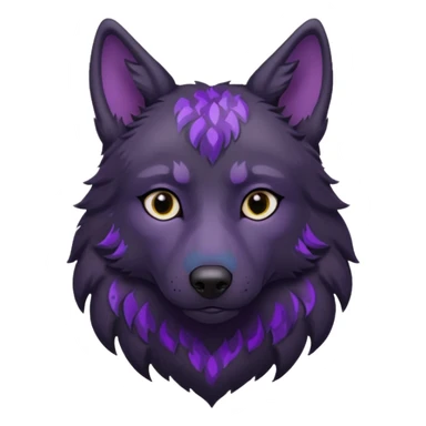 sad black wolf with purple pattern sticker