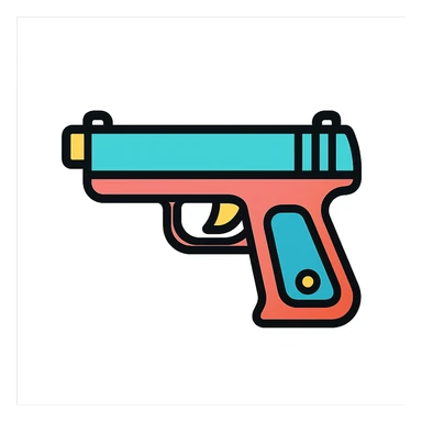 A colorful outline of a pistol sticker