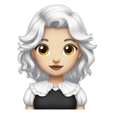 a girl with white hair that is in a undercut and she has red eyes and black angel wings and she has a maid dress on sticker