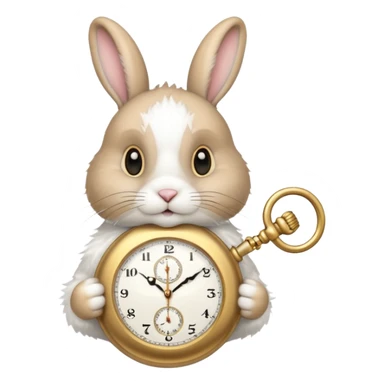 Rabbit holding watch sticker