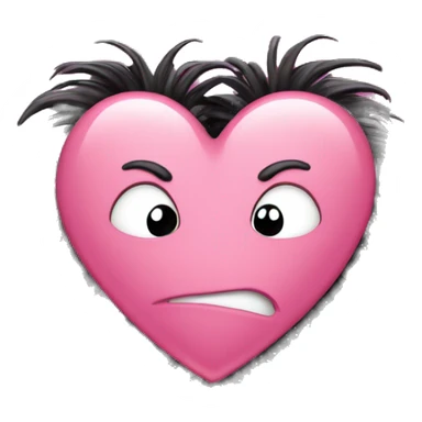 a pink upsidedown heart with black hairs sprouting all over sticker