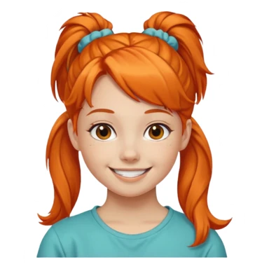 Teen girl with scrunchie ponytail orange hair sticker