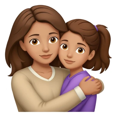 Hispanic mother and teen daughter brown hair hugging sticker