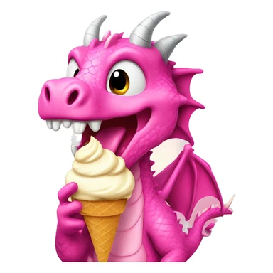 Pink dragon eating ice cream  sticker