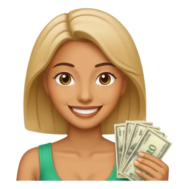 Woman spreading money sticker