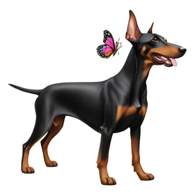 Doberman and butterfly sticker