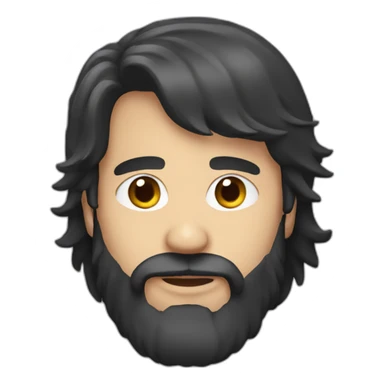 Dark hair mullet and beard sticker