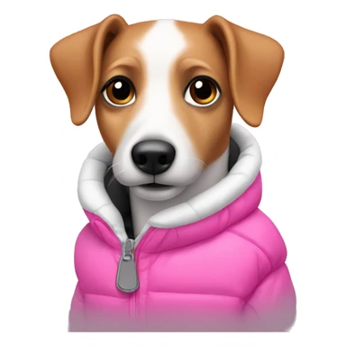 Jack rassel wearing pink puffer sticker