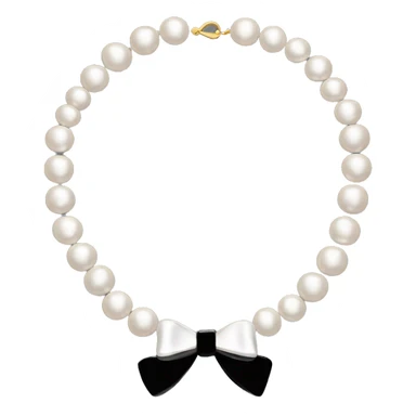 Pearl necklace black bow sticker