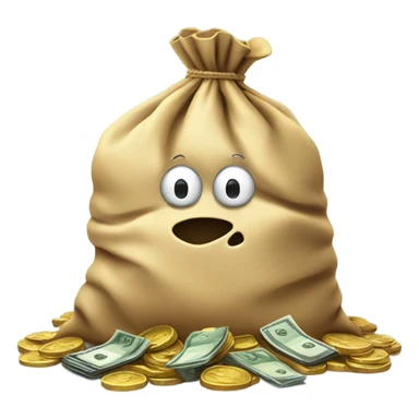 A bag of money with coins spilling out, symbolizing losses. sticker