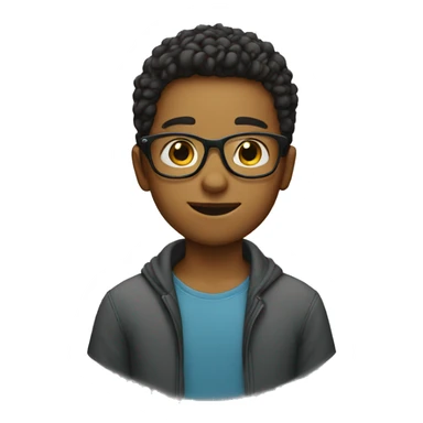 A boy with a glasses sticker