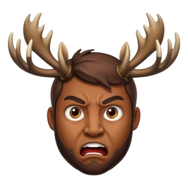 angry face with moose antlers sticker