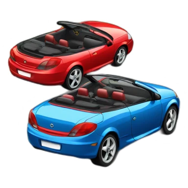 Black Opel Tigra cabrio with red seats sticker