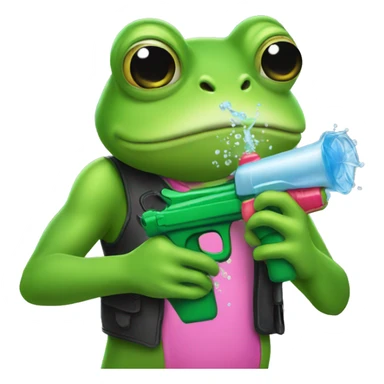 frog holding watergun sticker