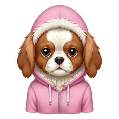 King Charles Spaniel Dog wearing a pink hoodie sticker