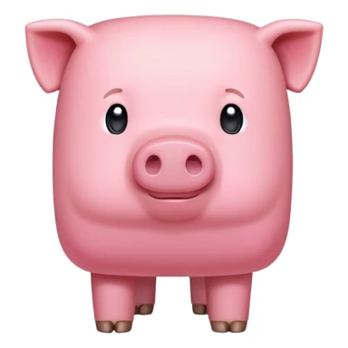 Minecraft pig, full body, pink blocky animal with square head and square body sticker