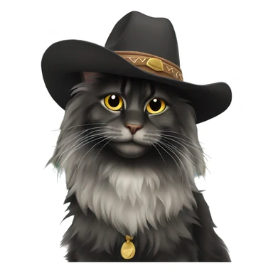 black maine coon with cowboy hat sticker