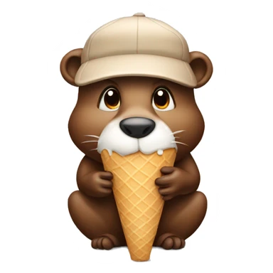 Beaver eating ice cream sticker