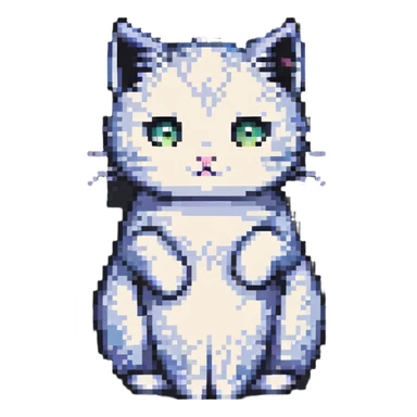curled up pixel art cat, chibi proportions sticker