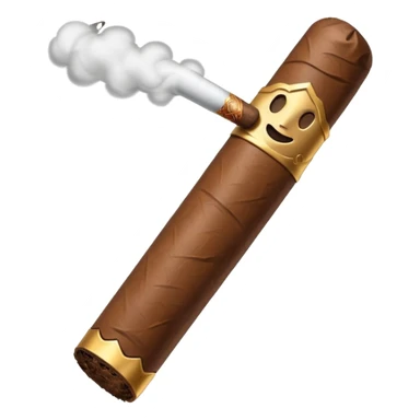 Emoji-style cigar icon, dark brown wrapper, subtle smoke, minimalistic, clean silhouette, metal details, no gold details sticker