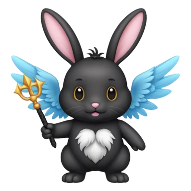 Black bunny with wings and with wand  sticker