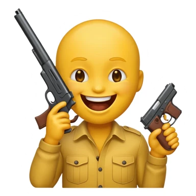 Laughing emoji with gun facing it  sticker