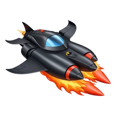 batmobile in rocket ship boom rocket at take-off in fire france sticker